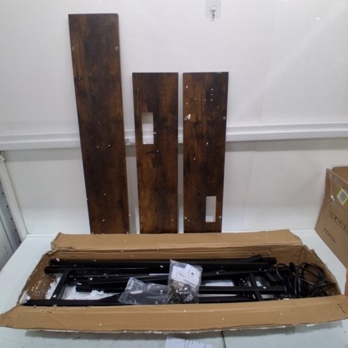 NARROW ENTRYWAY CONSOLE TABLE FOR HALLWAYS WITH POWER STATION - 71" LENGTH - BROWN OAK - (MODEL: K1880-260) image 3