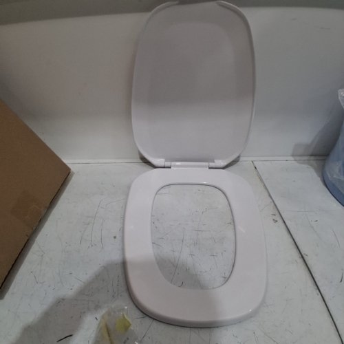 CENTOCO ELJER EMBLEM ROUND TOILET SEAT WITH SQUARE FRONT - 16.75" - WHITE (MODEL: DSEMB601-001) image 3