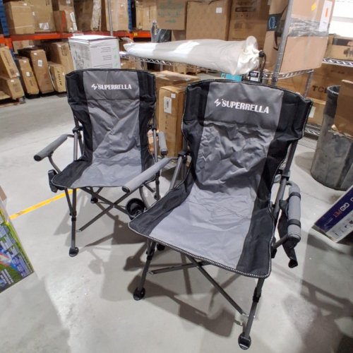 2PK SUPERRELLA OUTDOOR PORTABLE HEAVY DUTY CAMPING CHAIRS WITH CUP HOLDER & STORAGE BAG - BLACK/GREY (MODEL: SCC2323GY-2) image 2