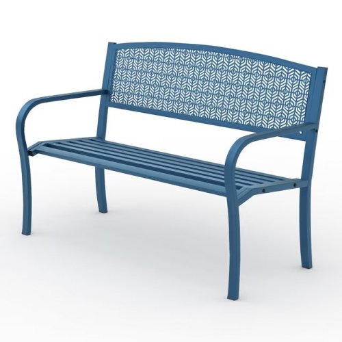 OUTDOOR METAL GARDEN BENCH - 47" - BLUE image 2