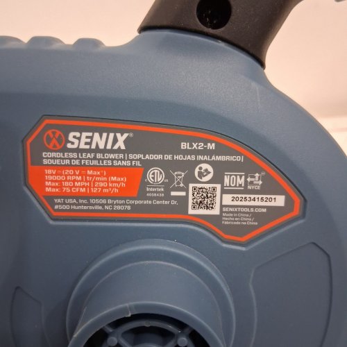 SENIX CORDLESS LEAF BLOWER - 20V - BLUE/BLACK (MODEL: BLX2-M) image 7