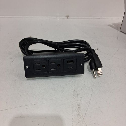 YUNIR RECESSED POWER STRIP WITH 2 AC OUTLETS, 1 USB-A PORT AND 1 USB-C PORT - 20W - BLACK image 2