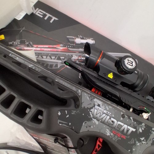 BARNETT WILDCAT CRX LIGHTWEIGHT TATICAL RECURVE CROSSBOW WITH RED/GREEN 3 DOT SCOPE, QUICK DETACH QUIVER & 2 HEADHUNTER BOLTS - 280 FPS - 66LBS - BLACK/RED (MODEL: BAR78232) image 4