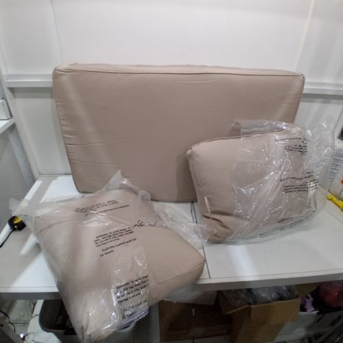 3PC OUTDOOR PATIO COUCH CUSHION SET - 26" X 47" - BEIGE image 2