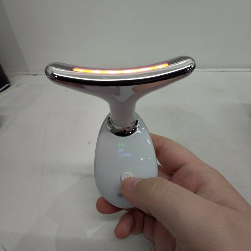 GILUKIYU FACE AND NECK MASSAGER WITH 3 COLOUR MODES FOR THERMAL, VIBRATION, AND MONOCURRENT - 2.5W - WHITE (MODEL: ES-1081) image 2