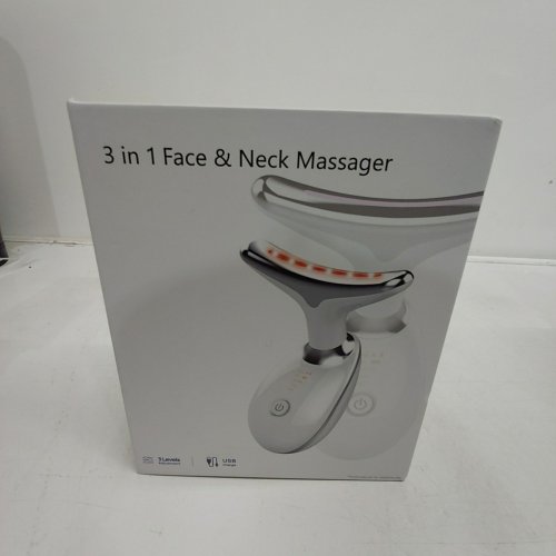 GILUKIYU FACE AND NECK MASSAGER WITH 3 COLOUR MODES FOR THERMAL, VIBRATION, AND MONOCURRENT - 2.5W - WHITE (MODEL: ES-1081) image 4