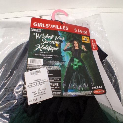 2PC GIRL'S GOODMARK LIGHT-UP WICKED WITCH COSTUME - SMALL (4-6) - BLACK/GREEN image 3