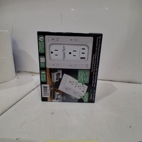 2PK CHARGING ESSENTIALS RAPID CHARGING WALL OUTLETS, 6 AC OUTLETS, 3 USB PORTS, SURGE PROTECTION - WHITE (MODEL: 1949500) image 3