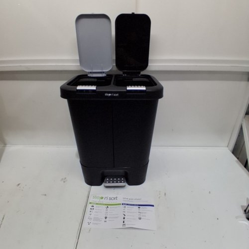 STEP N' SORT DUAL TRASH AND RECYCLING BIN WITH SLOW CLOSE LID - 20L (EACH) - BLACK (MODEL: SNS402-B) image 2