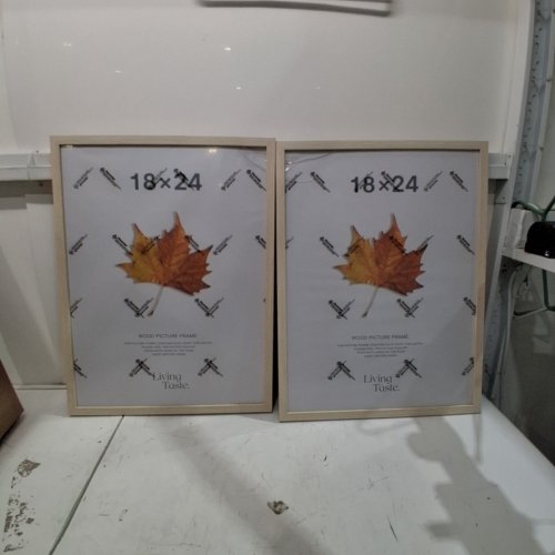 2PK LIVING TASTE WOODEN PICTURE FRAMES - 18" X 24" - BEIGE image 2
