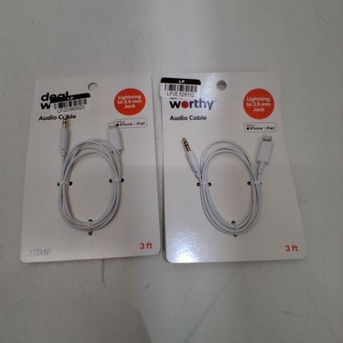 2 DEALWORTHY LIGHTNING TO 3.5MM AUX AUDIO CABLE - 3FT - WHITE image 2