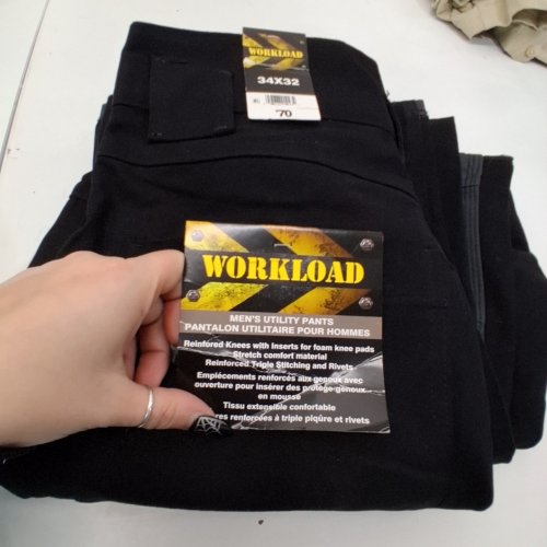 MEN'S WORKLOAD UTILITY PANTS WITH REINFORCED KNEES - 34" X 32" - BLACK image 2