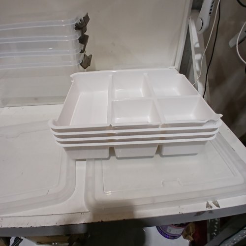 4PK CITYLIFE PLASTIC STORAGE BINS WITH 6 DETACHABLE INSERTS - 17QT - CLEAR/WHITE image 6