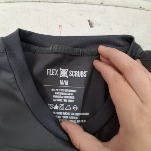 FLEX SCRUBS SHORT SLEEVE SCRUB TOP WITH BREAST POCKET - MEDIUM - GREY image 2