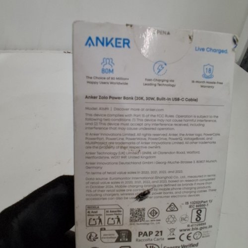 ANKER ZOLO POWER BANK WITH BUILT-IN USB-C CABLE - 20000MAH - 30W MAX - BLACK (MODEL: A1689) image 5