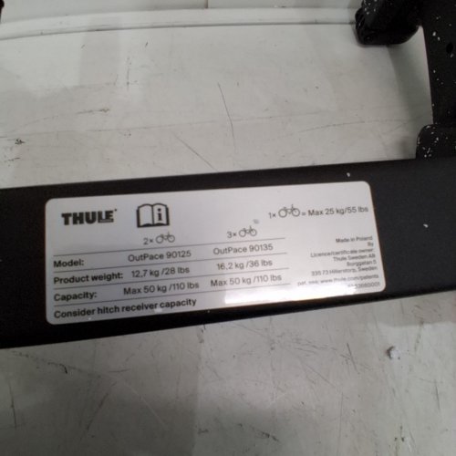 THULE OUTPACE COMPACT FOLDABLE LIGHTWEIGHT 2 BIKE HITCH RACK FOR MOST BIKES - 110LBS MAX TOTAL - BLACK - (MODEL: 9012500) image 5