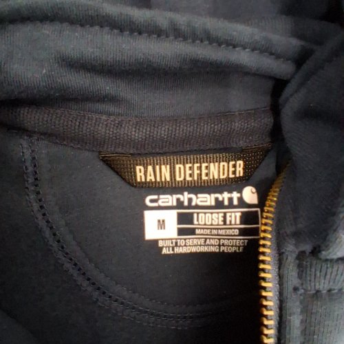 MEN'S CARHARTT RAIN DEFENDER LOOSE FIT HEAVYWEIGHT QUARTER ZIP SWEATSHIRT - MEDIUM - NAVY (MODEL:TS0617-M) image 4