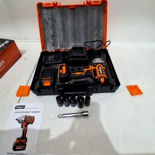 MAGSEN 1/2" CORDLESS BRUSHLESS HIGH TORQUE IMPACT WRENCH WITH BATTERIES - 21 V - ORANGE image 3