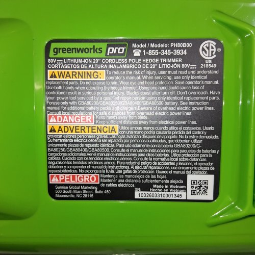 GREENWORKS PRO POLE HEDGE TRIMMER 80 V - 20" - GREEN / BLACK (MODEL: PTB308) image 3