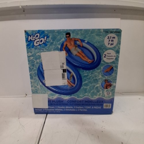 2PK H2O GO! BY BESTWAY COMFORT PLUSH INFLATABLE POOL LOUNGER FLOATIES - 7FT - BLUE (MODEL: 1819499) image 4