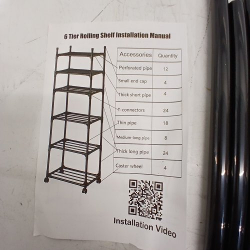 6-TIER ROLLING STORAGE SHELF WITH WHEELS & 120 LBS CAPACITY - 5.5FT - BLACK image 4