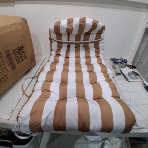 4PK OUTDOOR/INDOOR 5“ ADIRONDACK CHAIR SEAT & BACK CUSHION - KHAKI STRIPES image 3