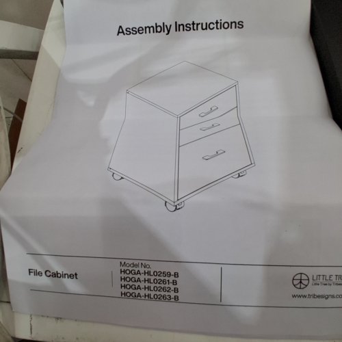 TRIBESIGNS 3-DRAWER ROLLING FILE CABINET - GREY/BLACK (MODEL: HL0261FC) image 2