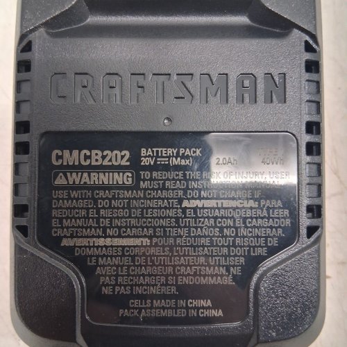 2PC CRAFTSMAN MAX LITHIUM ION BATTERY WITH CHARGER - 2.0AH - 20V - RED/BLACK (MODEL: CMCB202) image 4