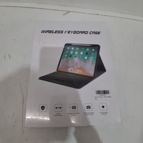 WIRELESS KEYBOARD CASE FOR IPAD PRO 12.9" - FULL COVER, WITH MAGNETIC REMOVABLE KEYBOARD - BUILT IN PENCIL HOLDER - BLACK image 2