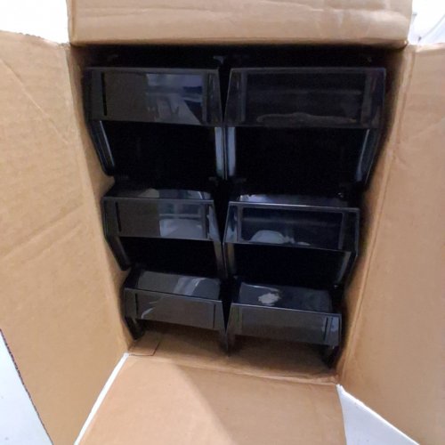 12 AKRO-MILS STACKING PLASTIC SOTRAGE BINS, 5" X 11'' (BLACK) (MODEL: 30230) image 2
