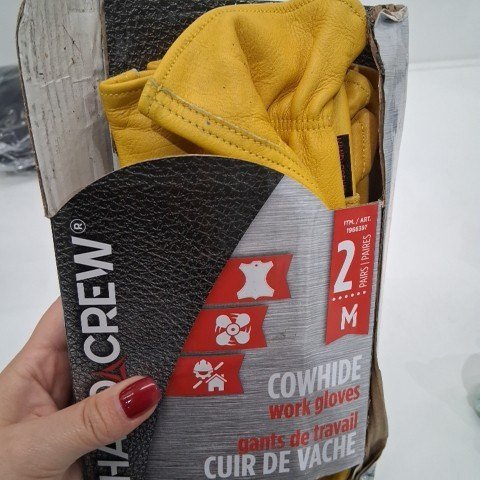 2PR HAND CREW COWHIDE WORK GLOVES - MEDIUM - YELLOW (MODEL: 1966397) image 3