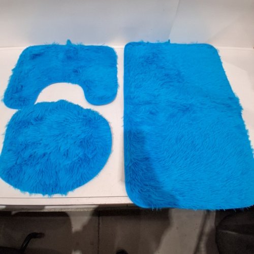 3PC NON-SLIP BATH MAT SET - BLUE image 2
