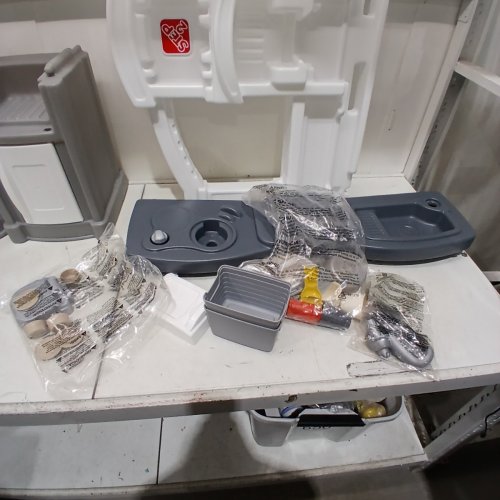STEP2 FUN WITH FRIENDS INDOOR/OUTDOOR KIDS KITCHENETTE PLAYSET - AGES 2+ - 35.8" X 12.5" X 41" - GREY (MODEL: 423699) image 4