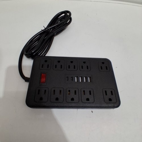 POWER STRIP WITH 10 STANDARD OUTLETS, 4 USB, 2 USB-C - 6FT - BLACK (MODEL: CY-04) image 3