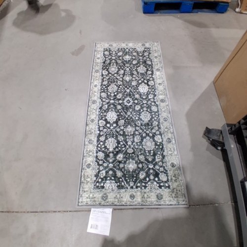 WASH LUXE ORNAMENTAL RUNNER RUG - 27" X 60" - GREEN/WHITE (ITEM: TNC-27682) image 3
