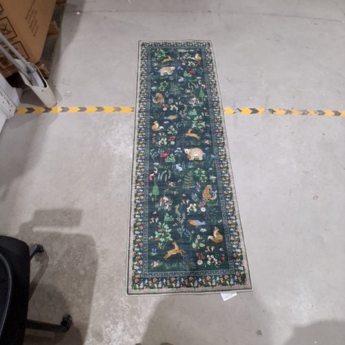 AREA RUG WITH FOREST ANIMALS - 6FT X 2FT - GREEN image 2