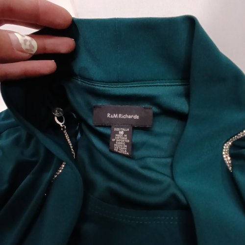 2PC WOMEN'S R&M RICHARDS BEADED BLAZER JACKET & DRESS PANT SET -SIZZE 16 - EMERALD GREEN image 4
