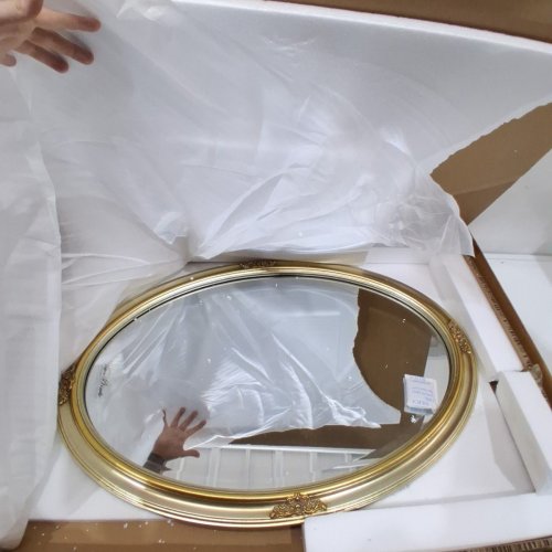 ORNATE OVAL MIRROR WITH VINTAGE DETAILS - 32" - GOLD image 2