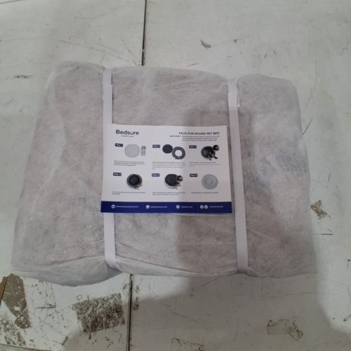 BEDSURE COMFY PET SHAG FUR DONUT CUDDLER WASHABLE PET BED LARGE - 36" - GREY image 2