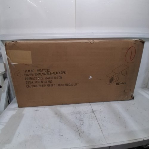 HSH MOBILE KITCHEN ISLAND WITH ROTATING STORAGE CART - 72" X 24" X 33" - BLACK W/ FAUX WHITE MARBLE TOP - (MODEL: KI017322) image 8