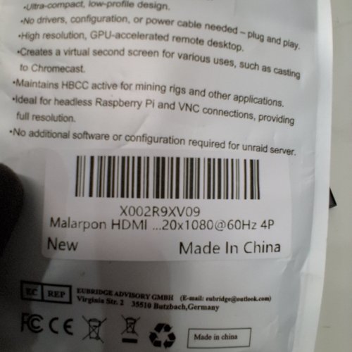4PK MALARPON EDID HEADLESS DISPLAY EMULATOR - 1080P @ 60HZ - GREY image 2