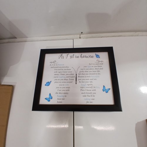 LED MEMORIAL FRAMED POEM PRINT - 8" X 10" - BLACK FRAME WITH BLUE BUTTERFLY ACCENTS image 2