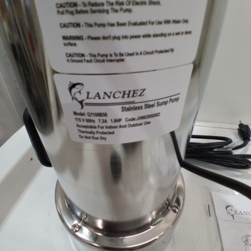 LANCHEZ 1.6HP STAINLESS STEEL SUMP PUMP - 115V - 1100W - 5500GPH - SILVER/BLACK (MODEL: Q1100B56-L) image 5