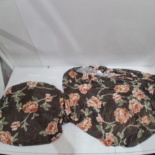 2PC FLORAL WINGBACK CHAIR COVER - DARK BROWN FLORAL image 2