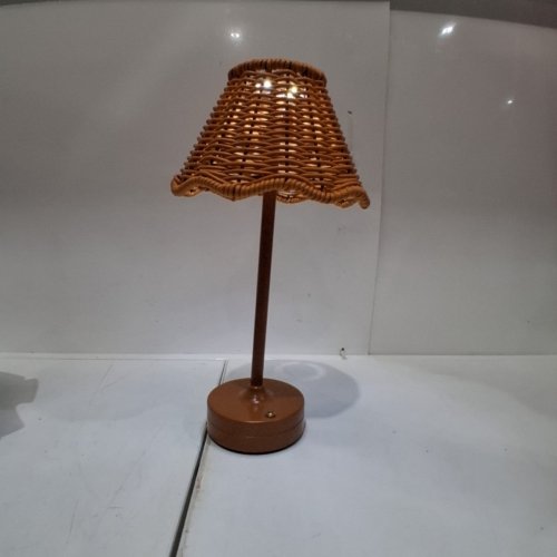 LED RECHARGEABLE TABLE LAMP WITH WOVEN SHADE - BROWN image 4