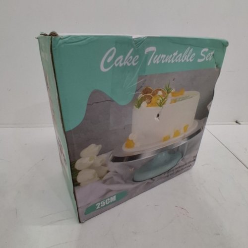ALUMINIUM ALLOY REVOLVING CAKE STAND - 10" - SILVER /WHITE image 4
