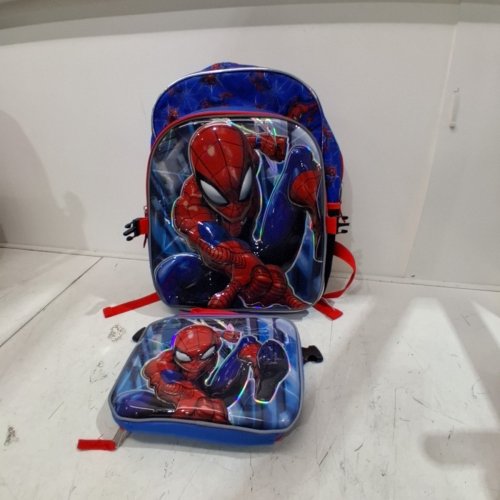 2PC KIDS SPIDER-MAN BACKPACK AND LUNCH BAG SET - BLUE AND RED image 2