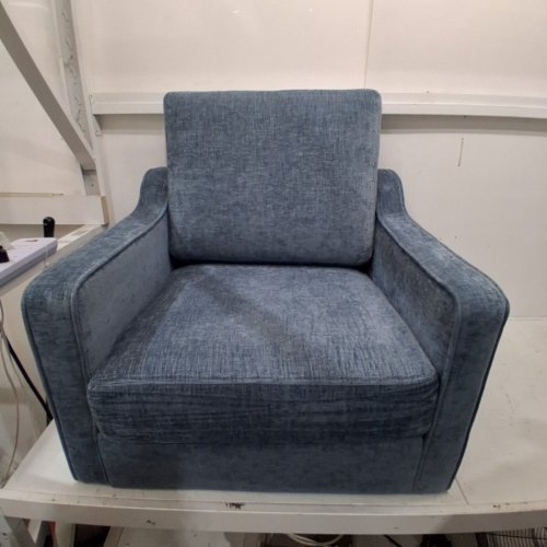 VINGLI CHENILLE UPHOLSTERED ACCENT ARMCHAIR - 370LBS MAX - NAVY BLUE - (MODEL: XXY0272CA-KD) image 3