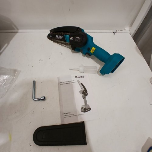 SEESII CORDLESS MINI CHAIN SAW - 6" - BLUE AND BLACK image 2