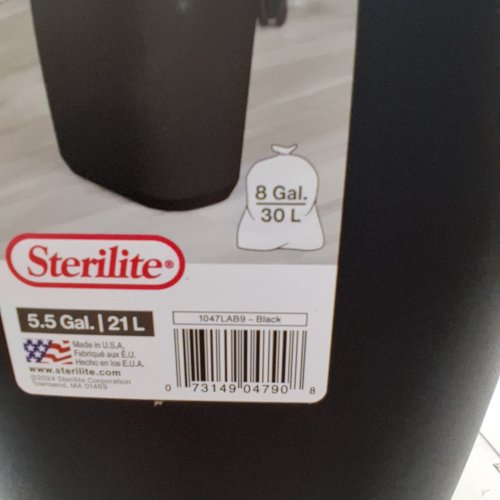 STERILITE TRASH CAN - 5.5 GAL / 21 L - BLACK (ITEM: 1047LAB9) image 2